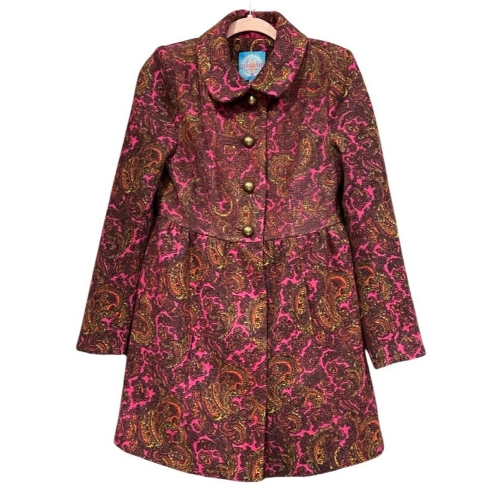 Anthropologie Plenty By Tracy Reece Plum Paisley Coat